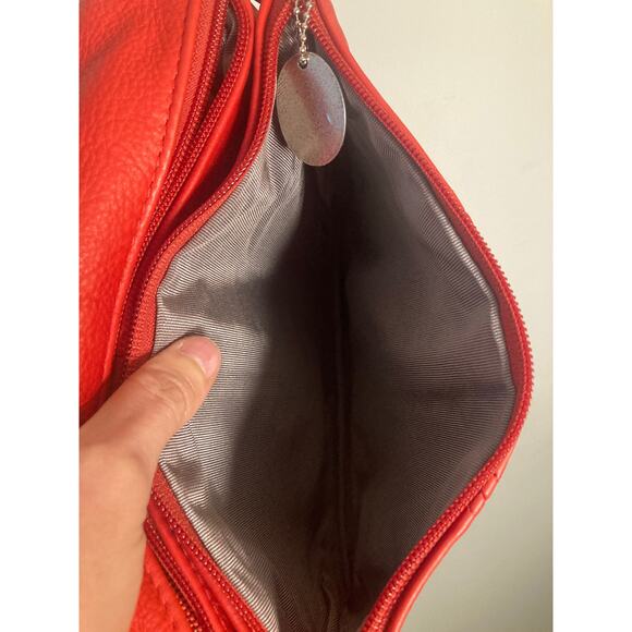 Vintage Red Leather SAS Made in USA Bag Crossbody Clutch Convertible - Picture 10 of 13